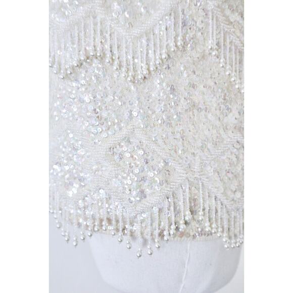 Vintage 1960s Mai Ling Beaded Shell Top Made In Hong Kong Sleeveless Cream - Picture 8 of 12